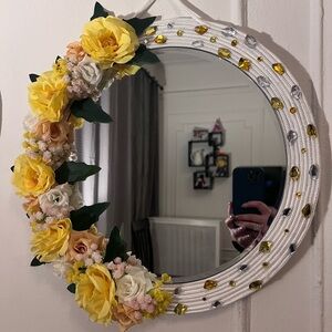 Handmade Floral Decorative Mirror – 17 x 17 inches